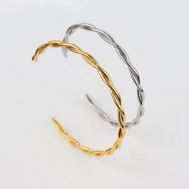 Fashion Trendy Stainless Steel Twisted Wire Design Bracelet for Women