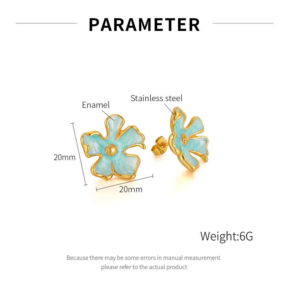 Jewels of Nepal Stainless Steel Enamel Art Fashionable Flower Ear Studs for Women - Image 3