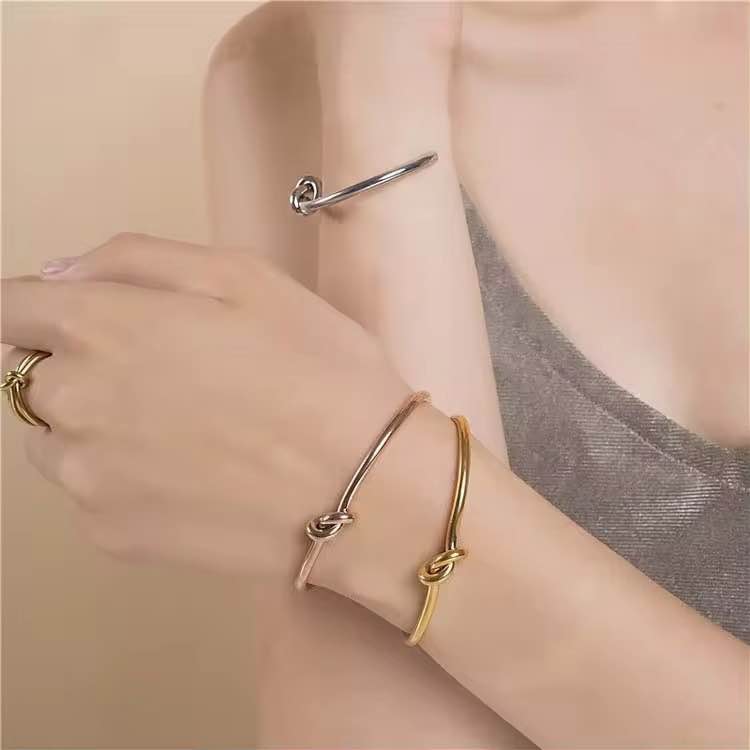 Trendy Fashion Knot Style Stainless Steel Cuff Bracelet for Women - Image 4