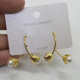 Jewels of Nepal Stainless Steel Tulip Designed Double Sided Earrings for Women
