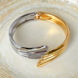 Jewels of Nepal Stainless Steel Double Toned Lock Style Bracelet for Women