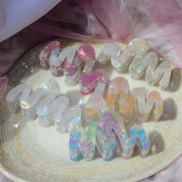 Jewels of Nepal Shiny Rainbow Textured Acrylic Trendy Medium Zigzag Hair Claw Clip For Women