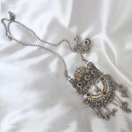 Jewels Of Nepal Oxidized Long Tassel Minakari Necklace & Earrings Set