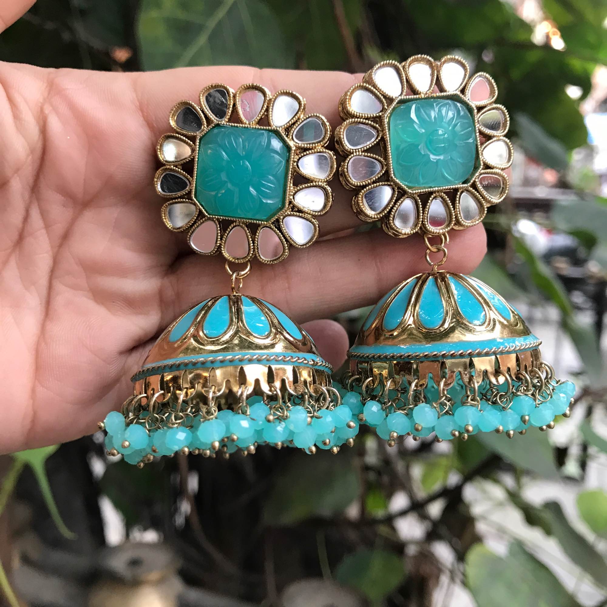 Jewels Of Nepal Elegant Drop Mirror Earrings - Image 3