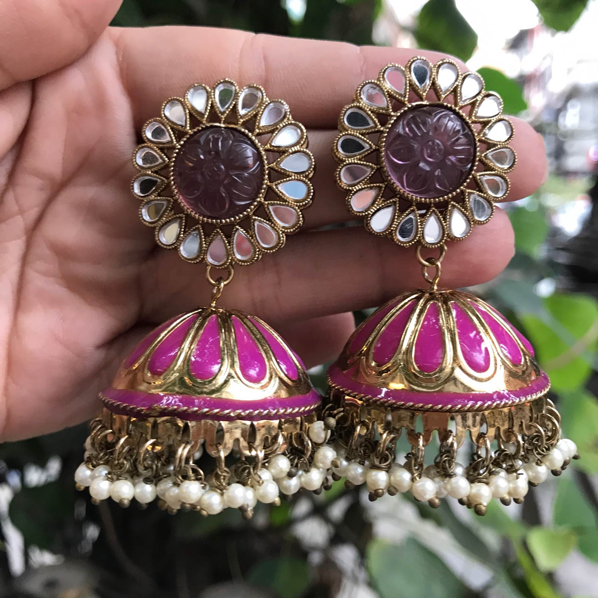 Jewels Of Nepal Elegant Drop Mirror Earrings - Image 2