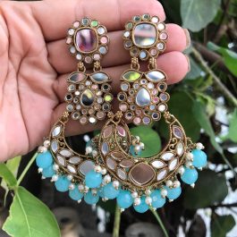 Jewels Of Nepal Mirror kundan Earring