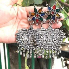 Jewels Of Nepal Oxidized Multicolored Earring