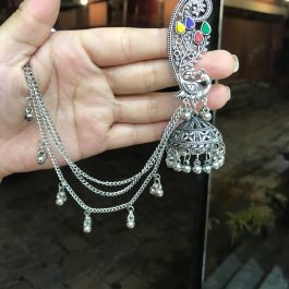 Jewels Of Nepal Oxidized Toned Mayur Designed Pinjada Bahubali Earrings