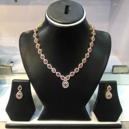 Jewels Of Nepal American Diamond Set Gold Green Plating Gold Plated