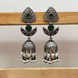 Jewels Of Nepal Oxidized Multicolored Earrings For Women