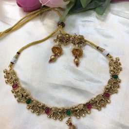 Jewels Of Nepal Gold- Plated Kundan Necklace and Earring Set For women