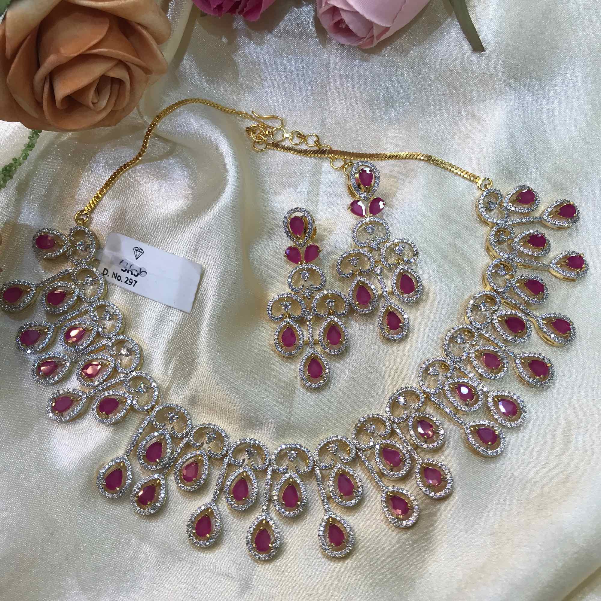 Jewels Of Nepal American Diamond Necklace And Earrings Set For Women - Image 2