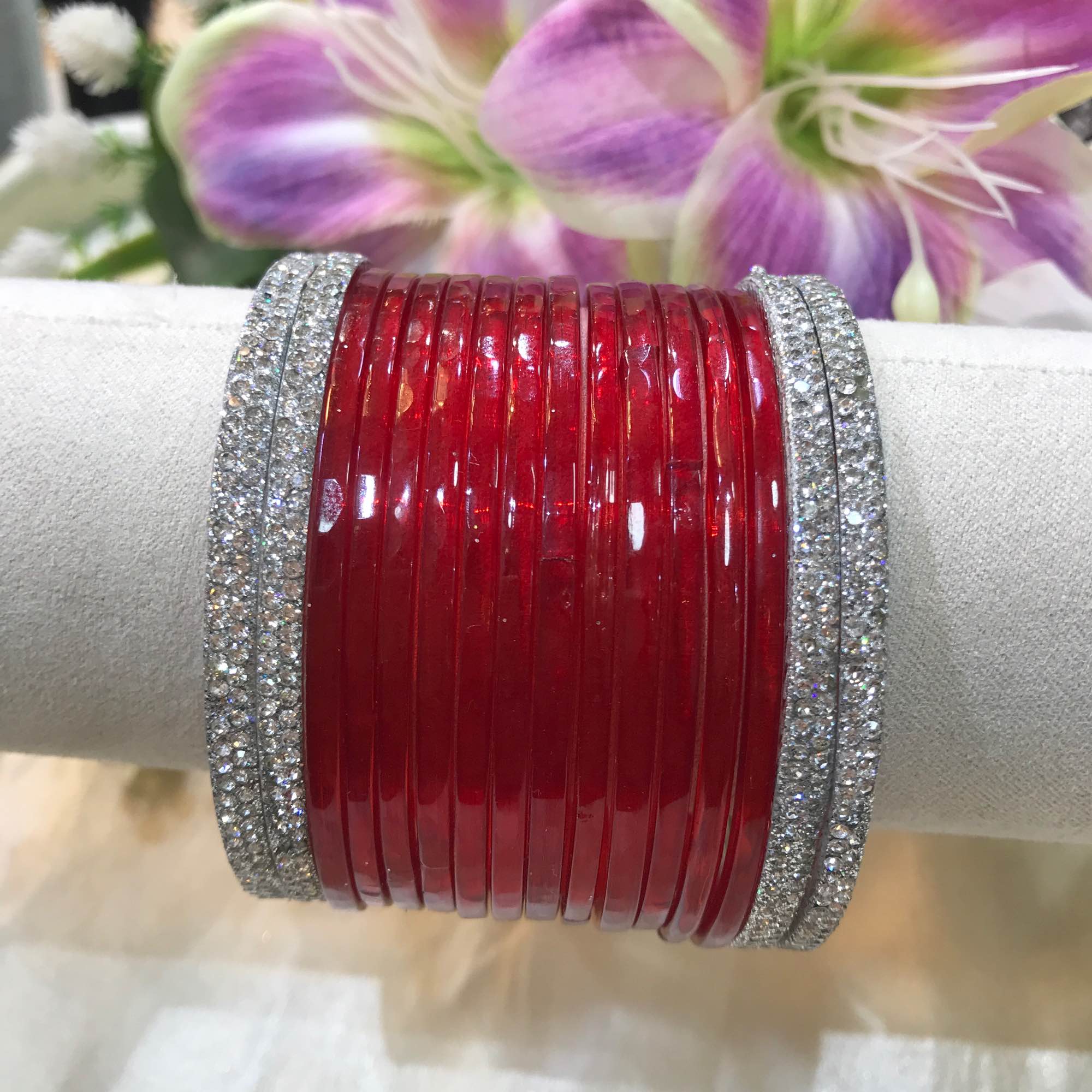 Jewels Of Nepal Metal Bangles 4pcs/ Glass Bangles 12Pcs Sets For Women - Image 2