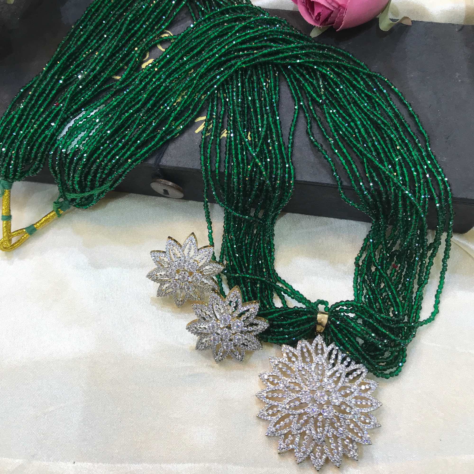Jewels Of Nepal American Diamond Beaded Potey And Earrings Sets For Women - Image 2