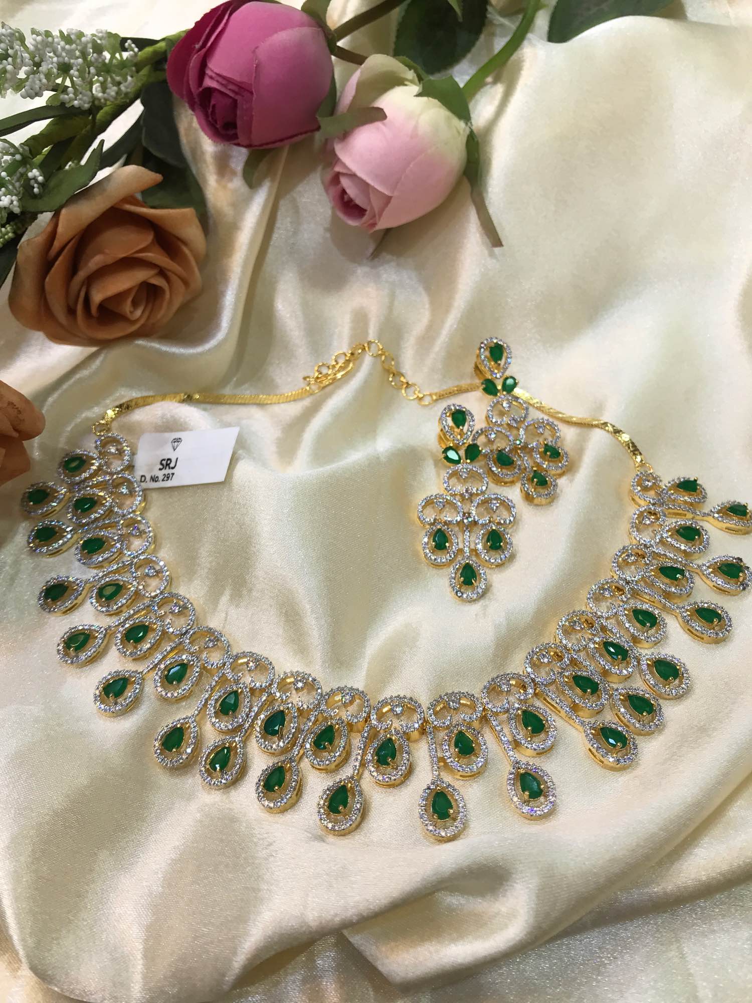 Jewels Of Nepal American Diamond Necklace And Earrings Set For Women