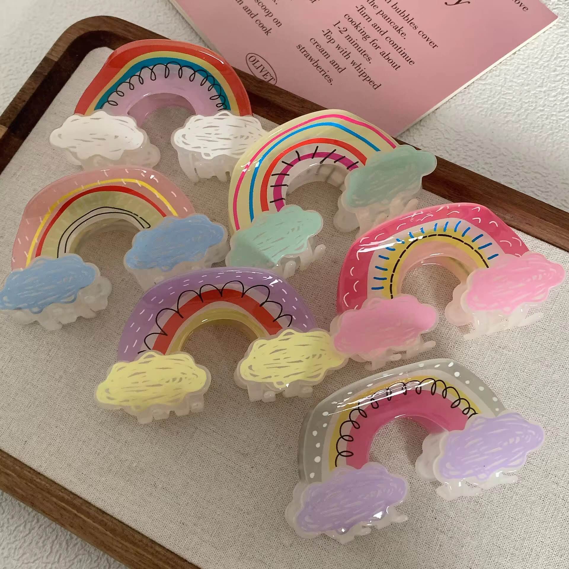 Jewels Of Nepal Colorful Rainbow Doodle Korean Hair Claw Clip For Women - Image 2
