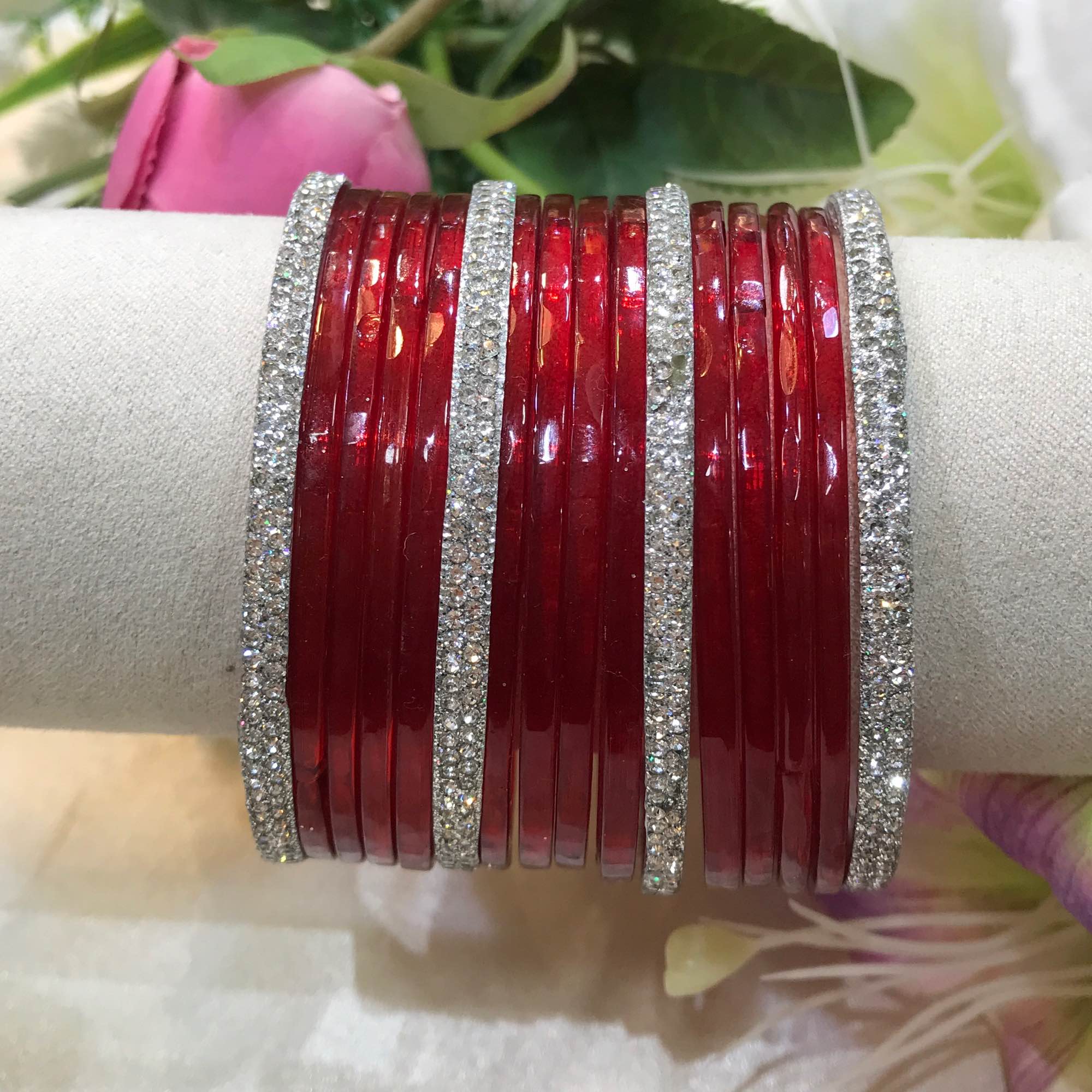 Jewels Of Nepal Metal Bangles 4pcs/ Glass Bangles 12Pcs Sets For Women - Image 4