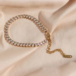 Jewels Of Nepal Authentic Pandora Gold Plated White Crystal CZ Tennis Bracelet For Women