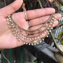 Jewels Of Nepal Gold Plated Oxidized Kaan Chain For Women