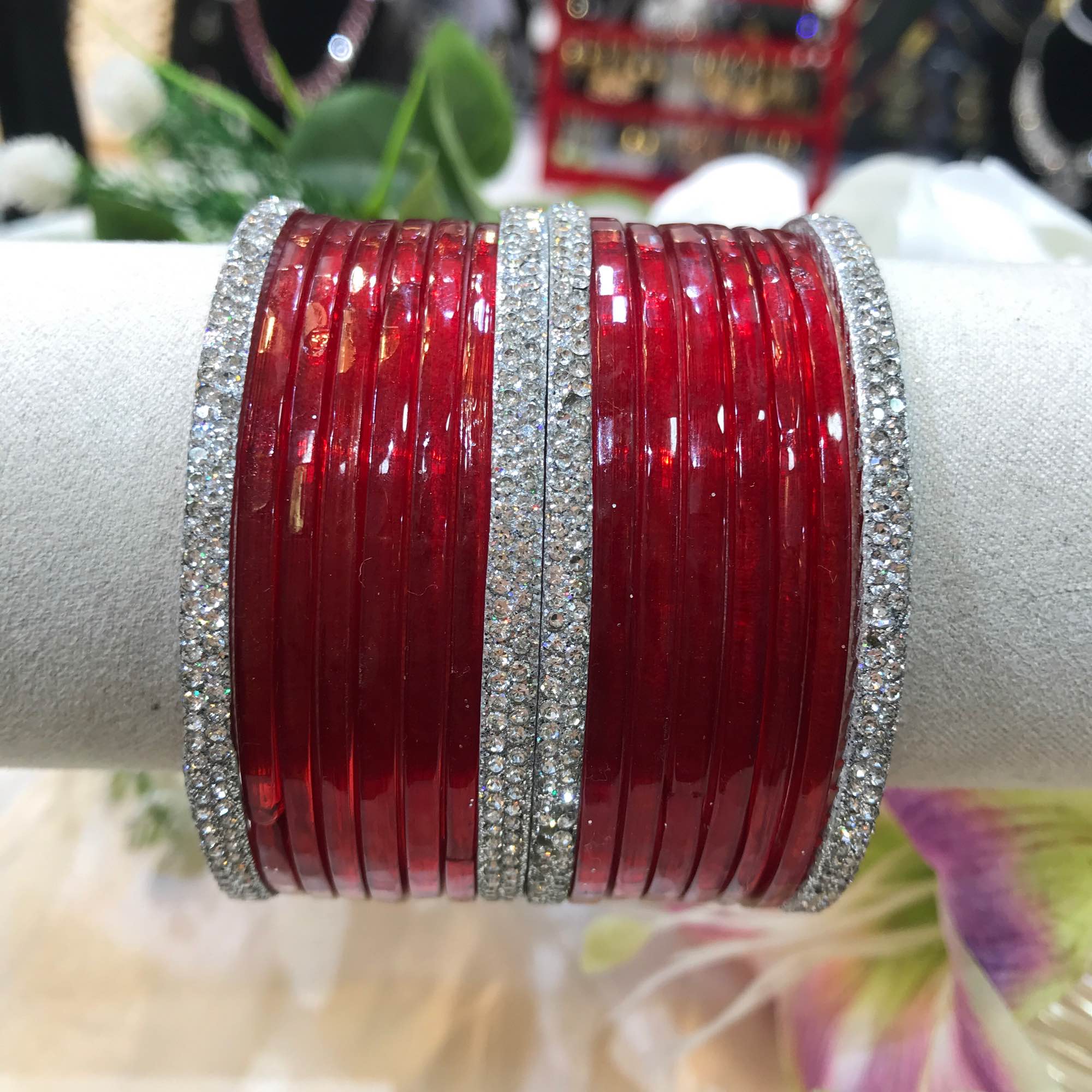 Jewels Of Nepal Metal Bangles 4pcs/ Glass Bangles 12Pcs Sets For Women - Image 3