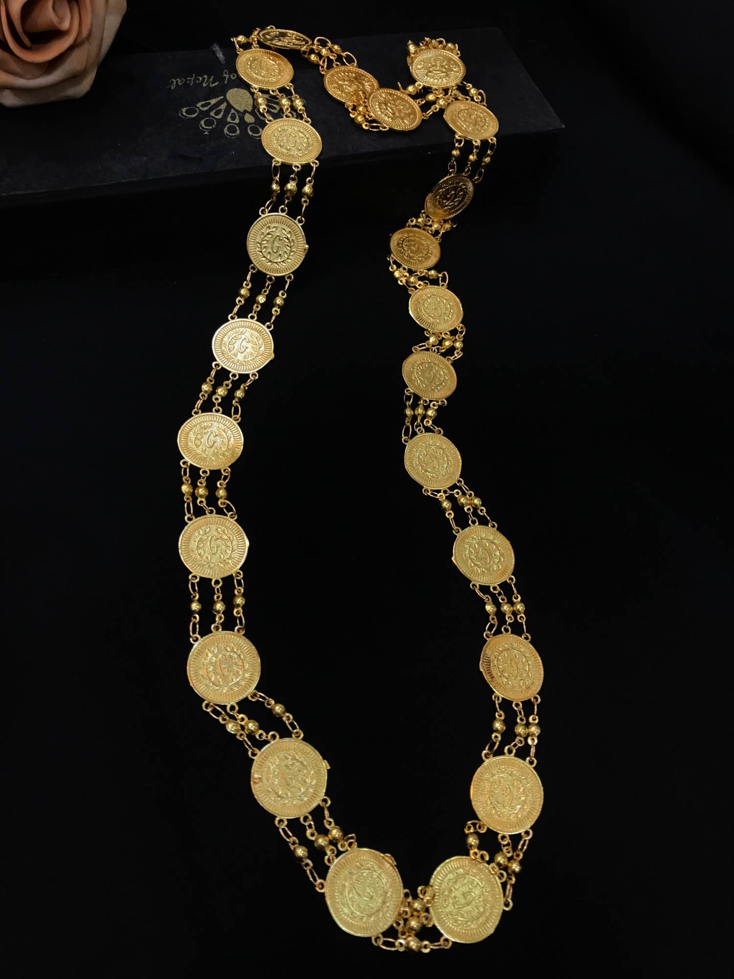 Jewels Of Nepal 18k Gold Plated Coin Mala For Women - Image 2