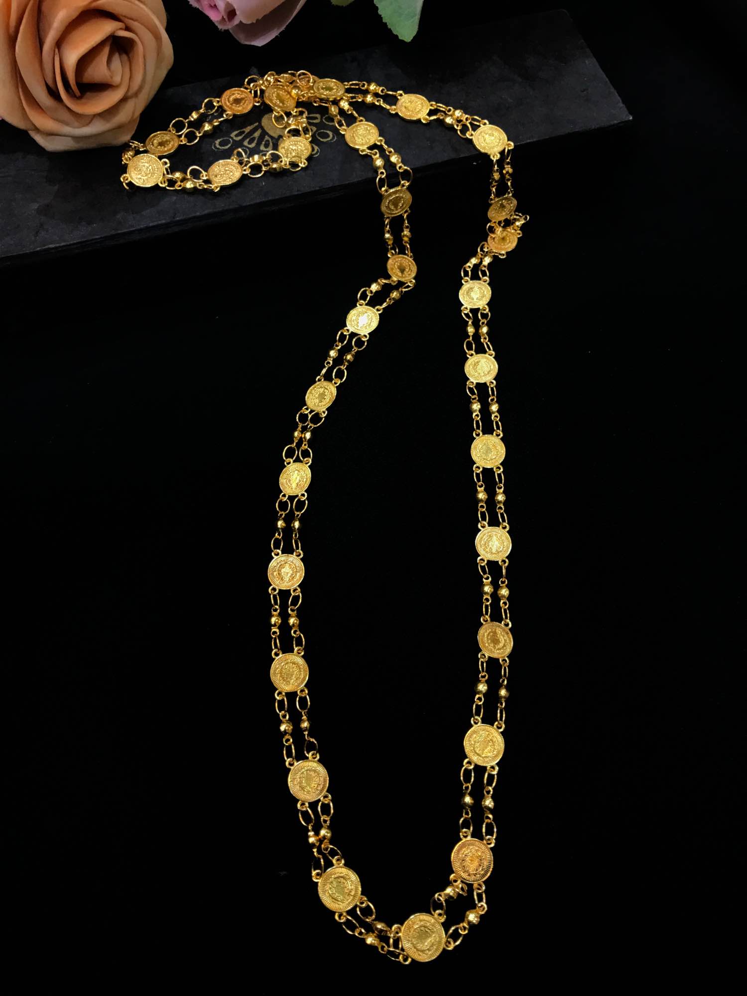 Jewels Of Nepal 18k Gold Plated Coin Mala For Women - Image 2