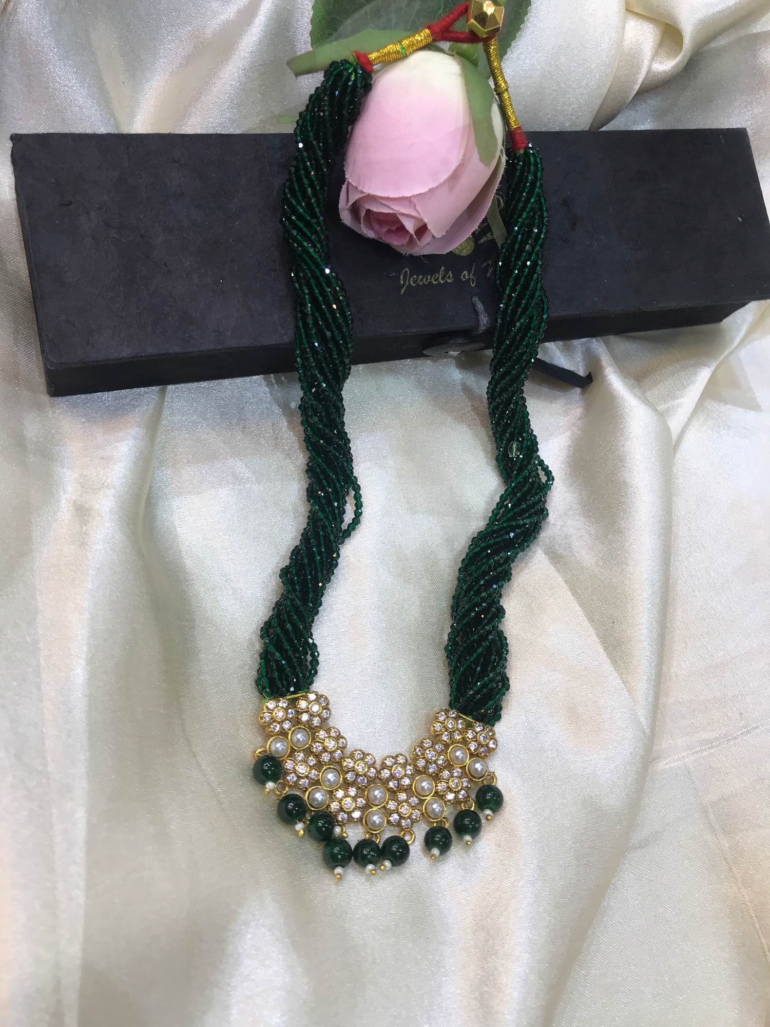Jewels Of Nepal Gold Plated Ad C Tilhari In Red& Green High Hydropote For Women - Image 2