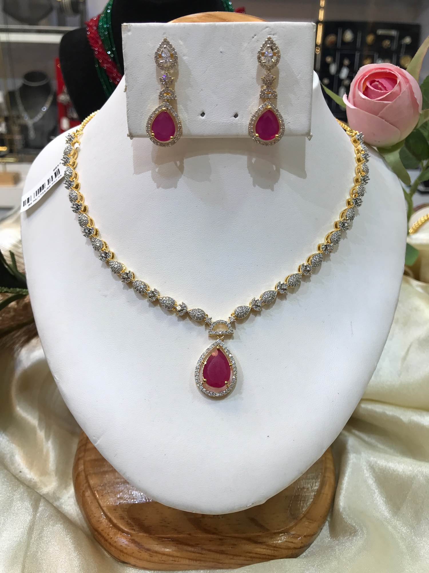 Jewels Of Nepal Australian Diamond Necklace And Earrings Sets For Women - Image 2