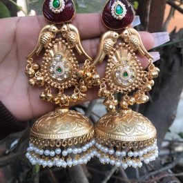 Jewels Of Nepal Gold Tone Endian Kashmiri Long Jhumka For Women