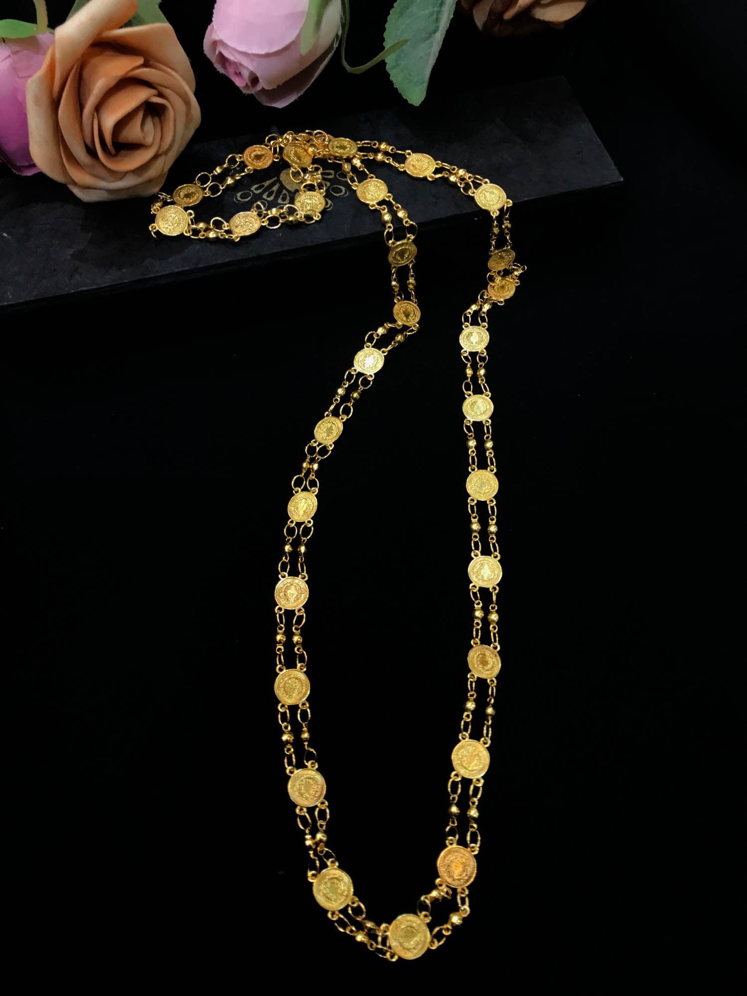Jewels Of Nepal 18k Gold Plated Coin Mala For Women - Image 3