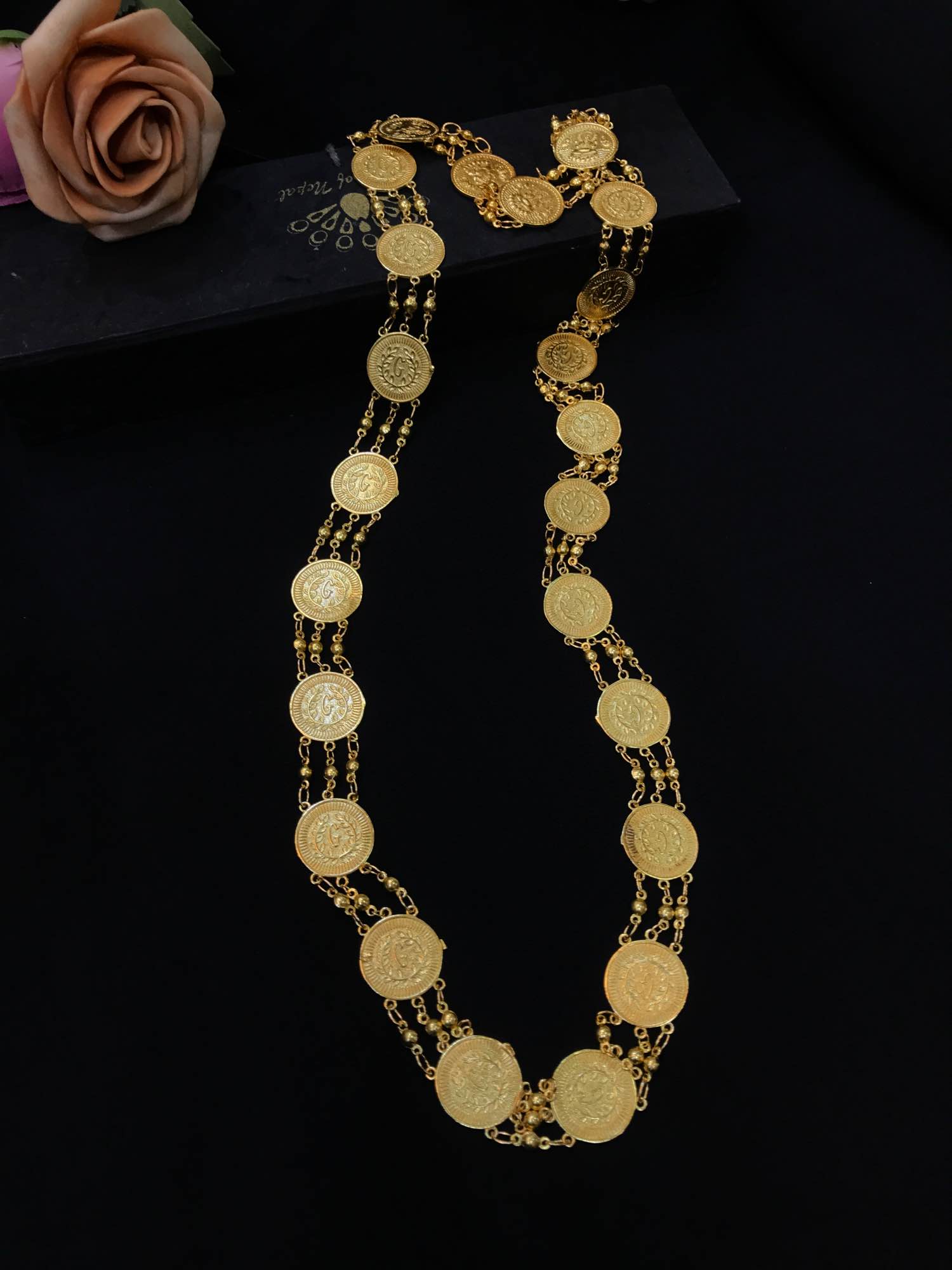 Jewels Of Nepal 18k Gold Plated Coin Mala For Women