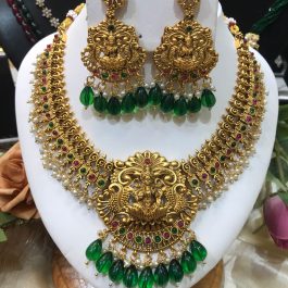 Jewels Of Nepal Gold Plated Green Beaded Temple Sets For Women