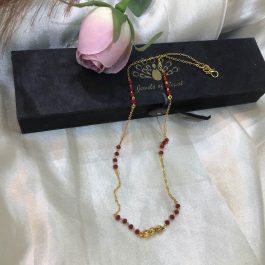 Jewels Of Nepal Red Beads Gold Plated Mangalsutra For Women