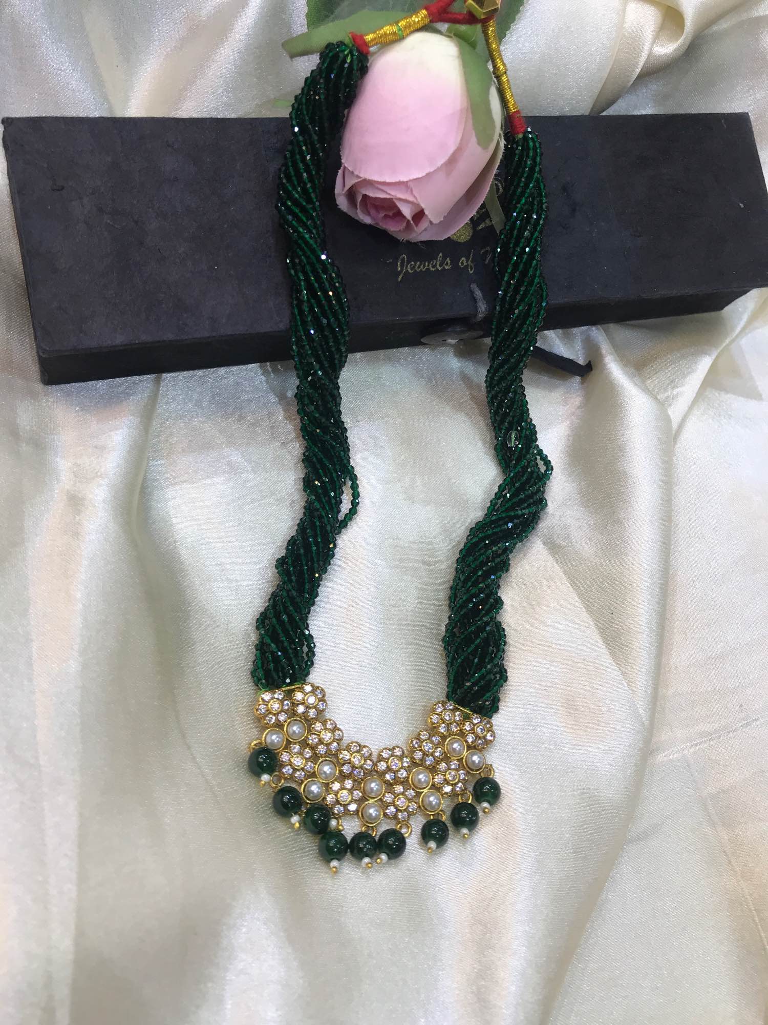 Jewels Of Nepal Gold Plated Ad C Tilhari In Red& Green High Hydropote For Women - Image 3