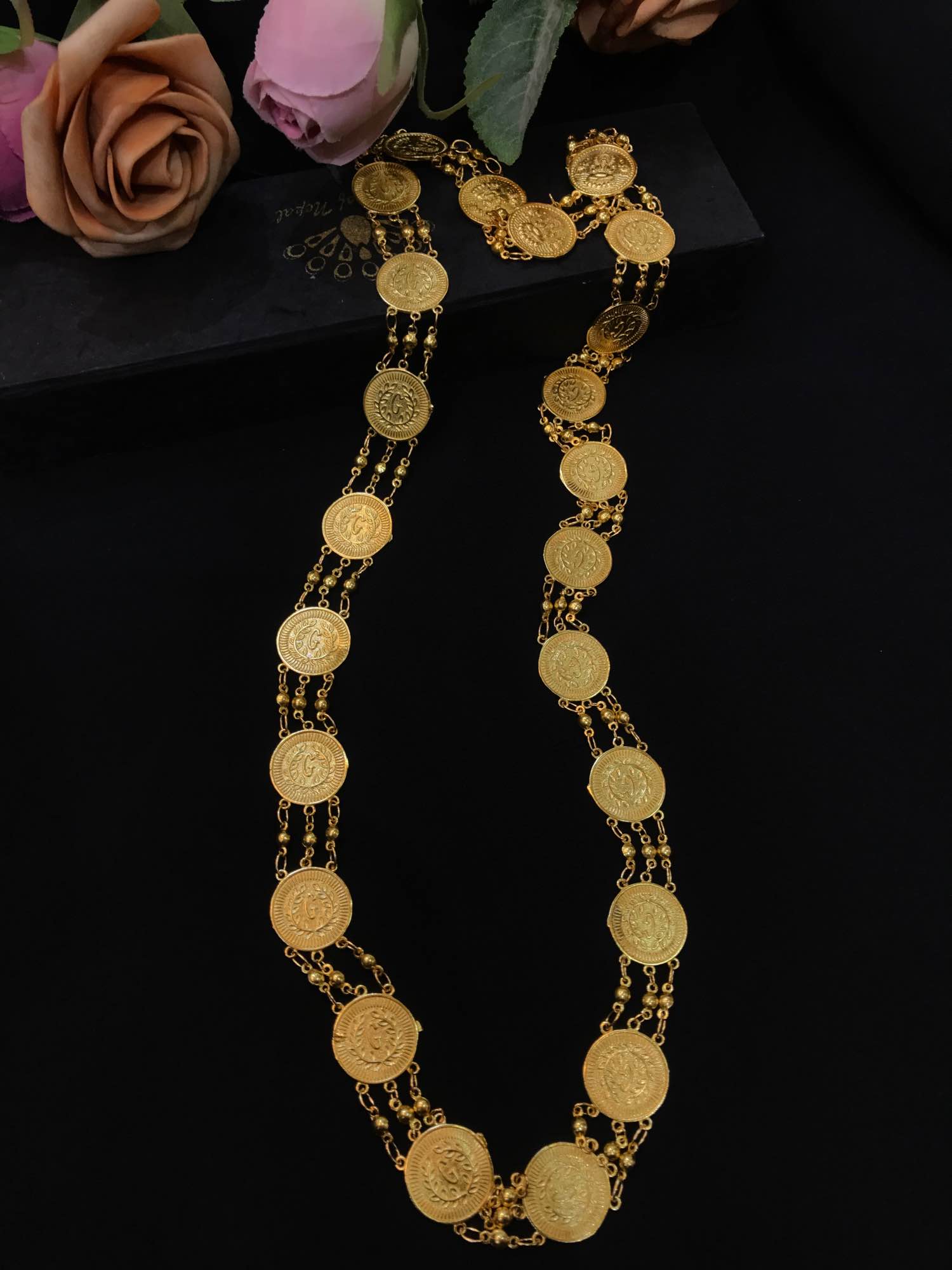 Jewels Of Nepal 18k Gold Plated Coin Mala For Women - Image 4