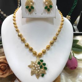 Jewels Of Nepal Gold Tones And Green Mixed Long Necklace And Earrings Sets For Women