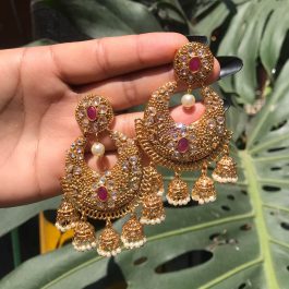 Jewels Of Nepal 22kGold Plated Chand Bali Earring For Women
