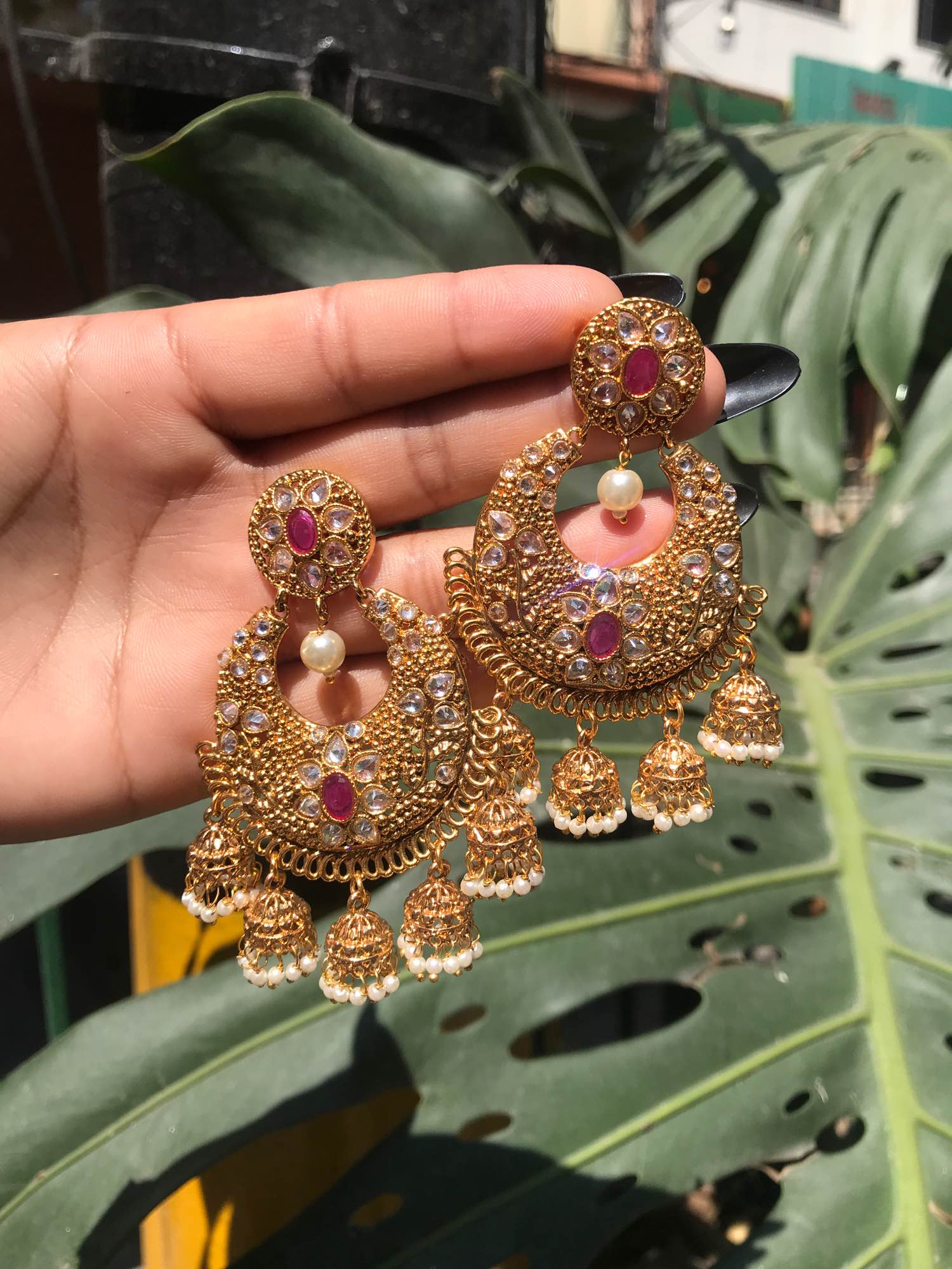 Jewels Of Nepal 22kGold Plated Chand Bali Earring For Women