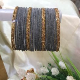 Jewels Of Nepal Velvet & Stone Metal Bangles Sets For Women