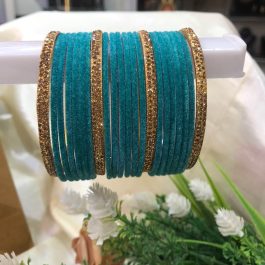 Jewels Of Nepal 18pcs Velvet Bangles& Stone Metal Bangles4pcs For Women