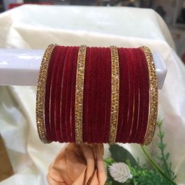 Jewels Of Nepal Velvet 18pcs Bangles& 4pcs Metal Stone Bangles Sets For Women