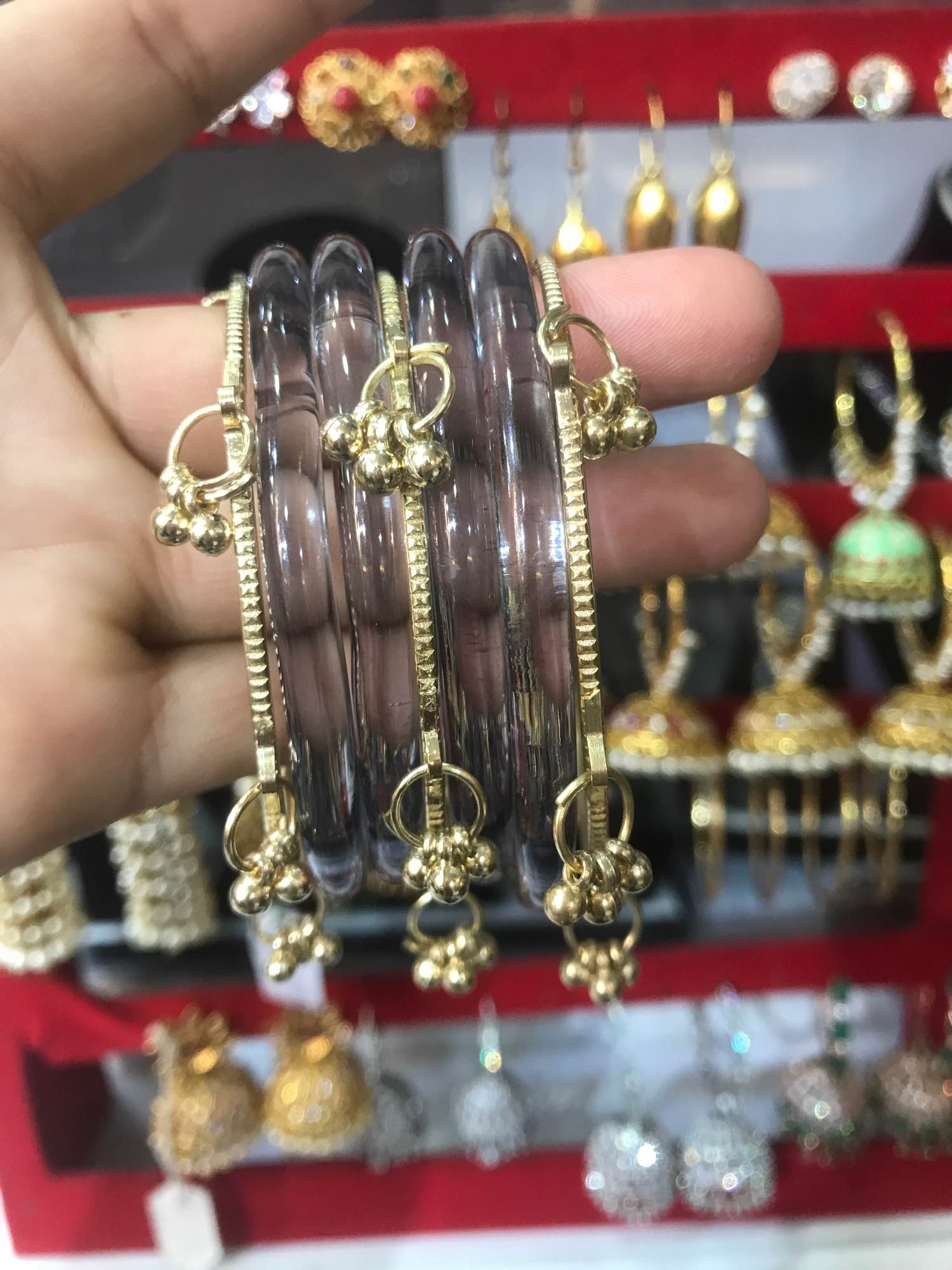 Jewels Of Nepal Jelly Glass Bangles And Golden Kashmiri Bangles Sets For Women - Image 6