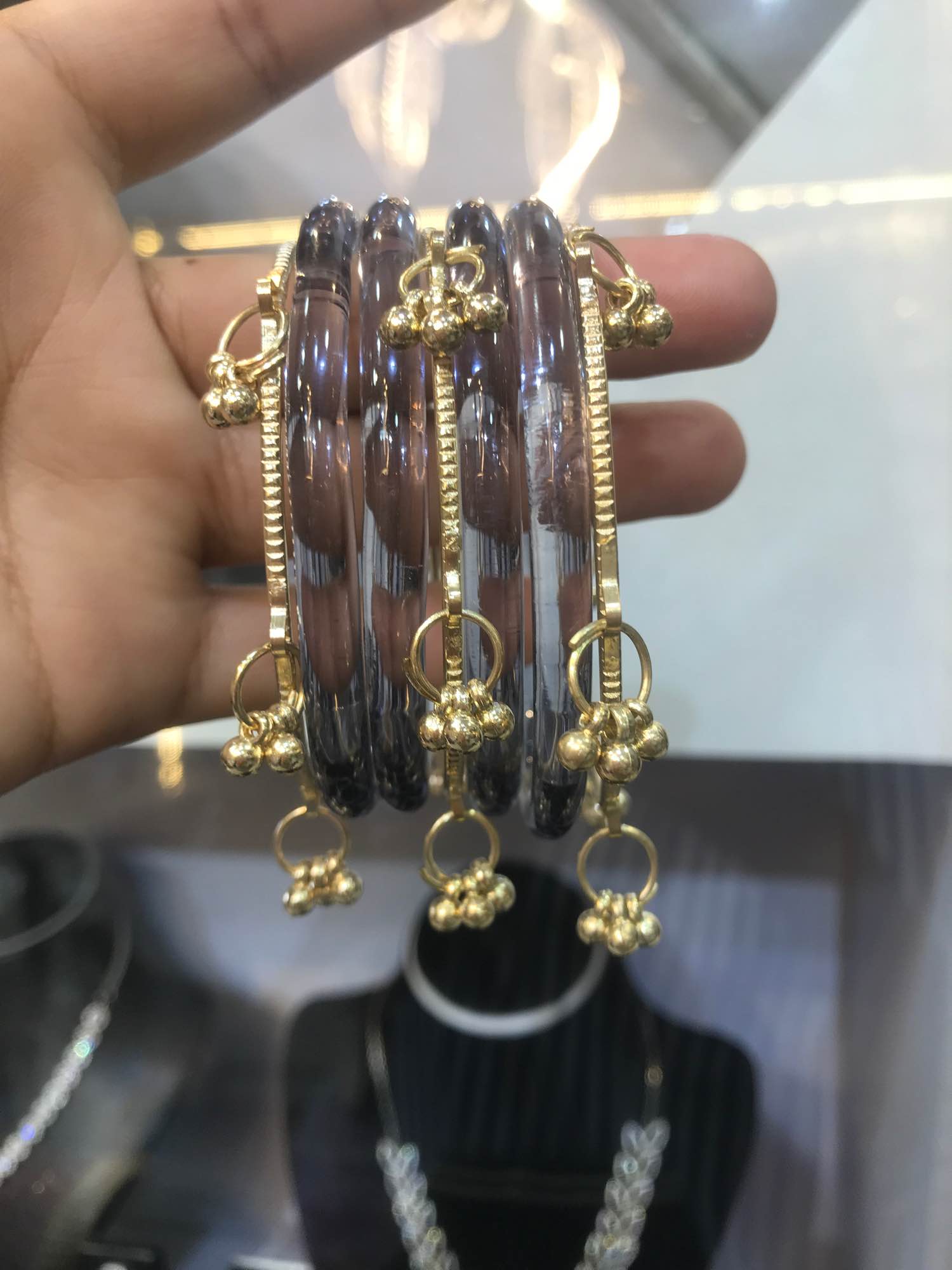 Jewels Of Nepal Jelly Glass Bangles And Golden Kashmiri Bangles Sets For Women - Image 5