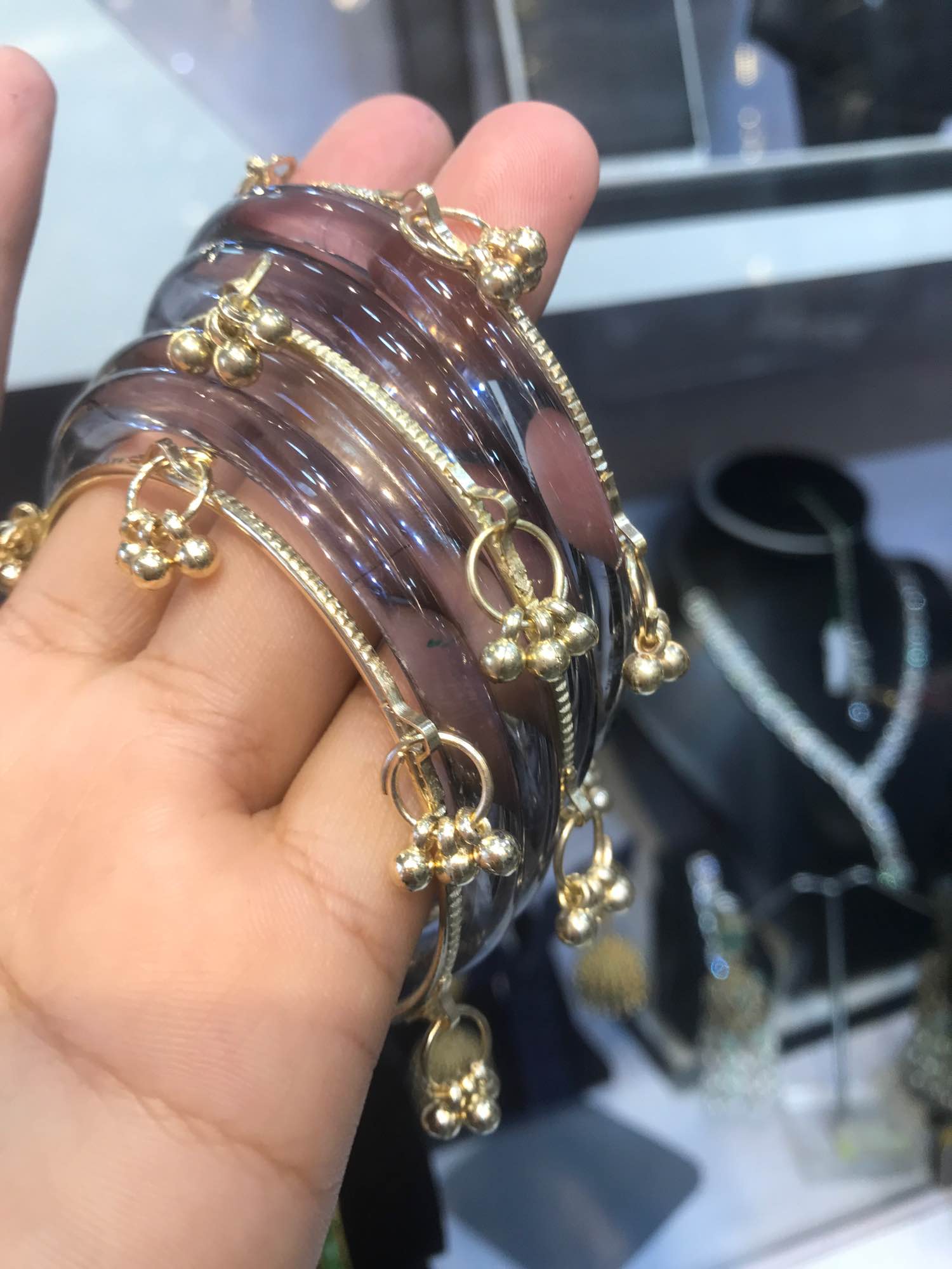 Jewels Of Nepal Jelly Glass Bangles And Golden Kashmiri Bangles Sets For Women - Image 3