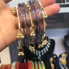 Jewels Of Nepal Jelly Glass Bangles And Golden Kashmiri Bangles Sets For Women