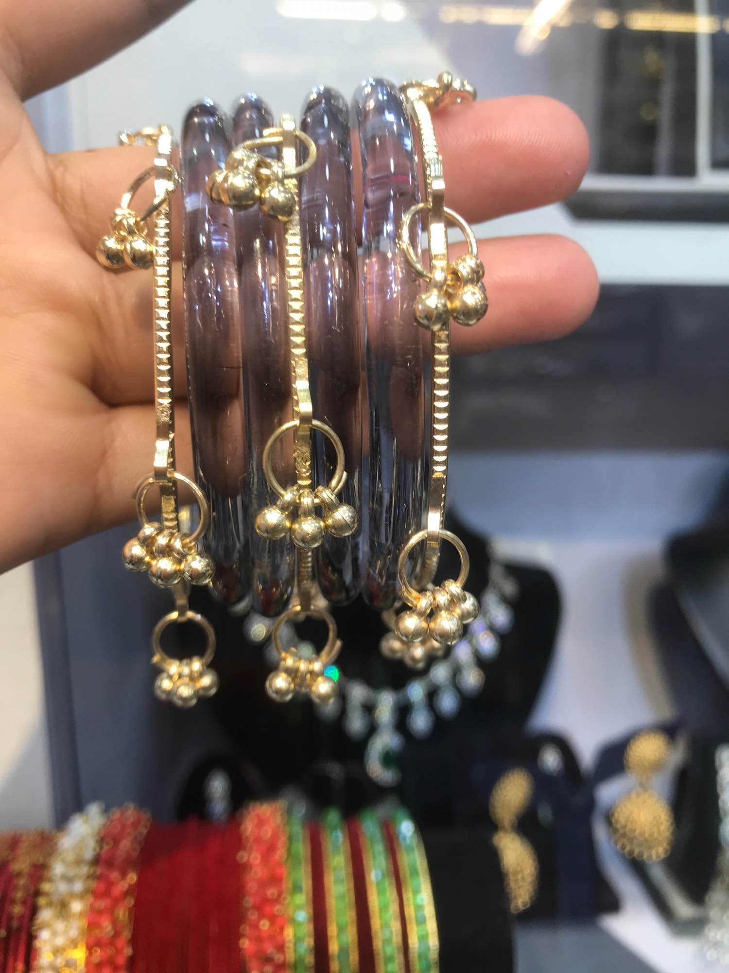 Jewels Of Nepal Jelly Glass Bangles And Golden Kashmiri Bangles Sets For Women - Image 2