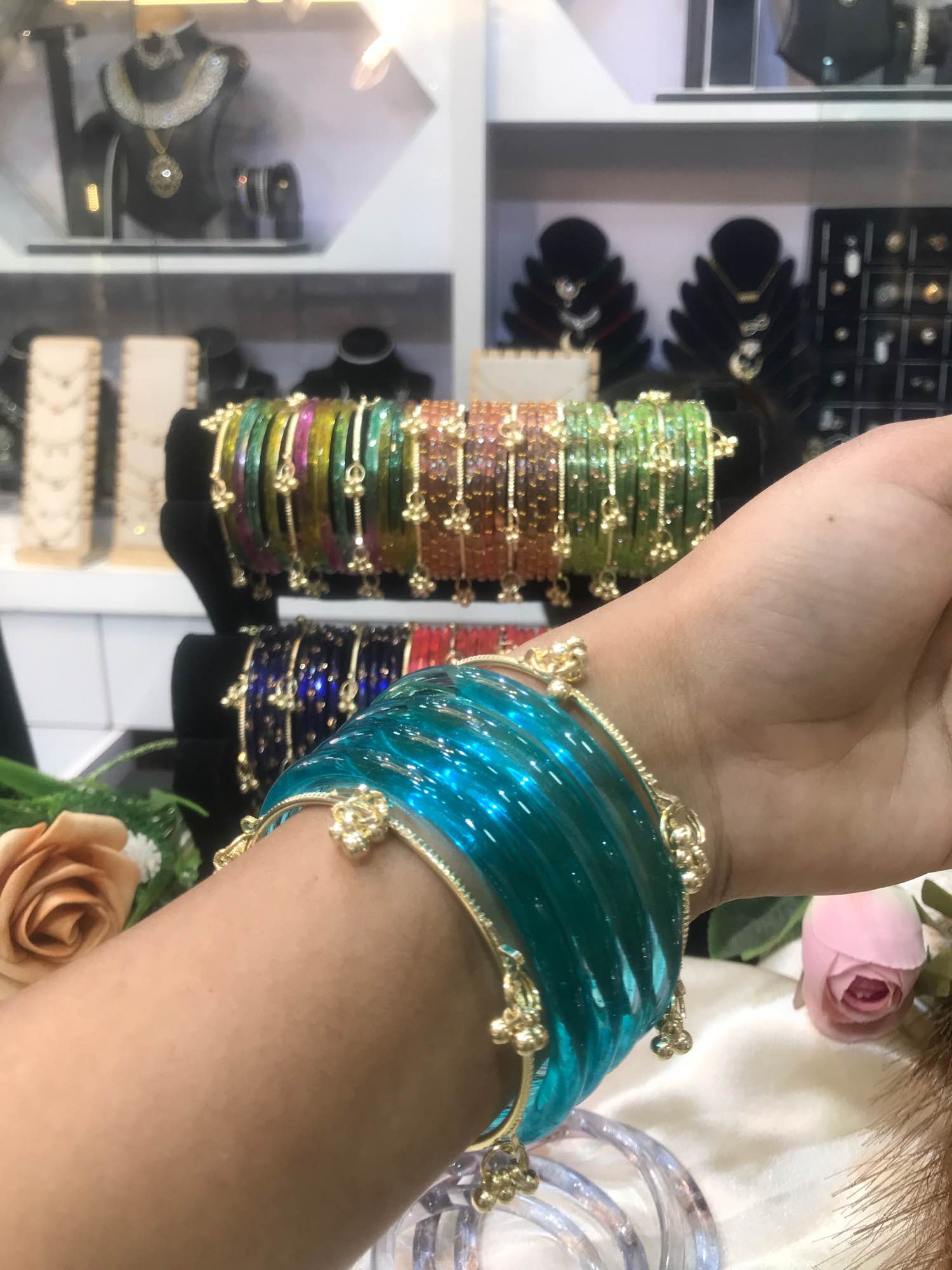 Jewels Of Nepal Jelly Glass Bangles And Kashmiri Bangle Sets For Women - Image 4