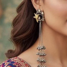 Jewels of Nepal Oxidized Kashmiri Trendy Long Ethnic Earrings