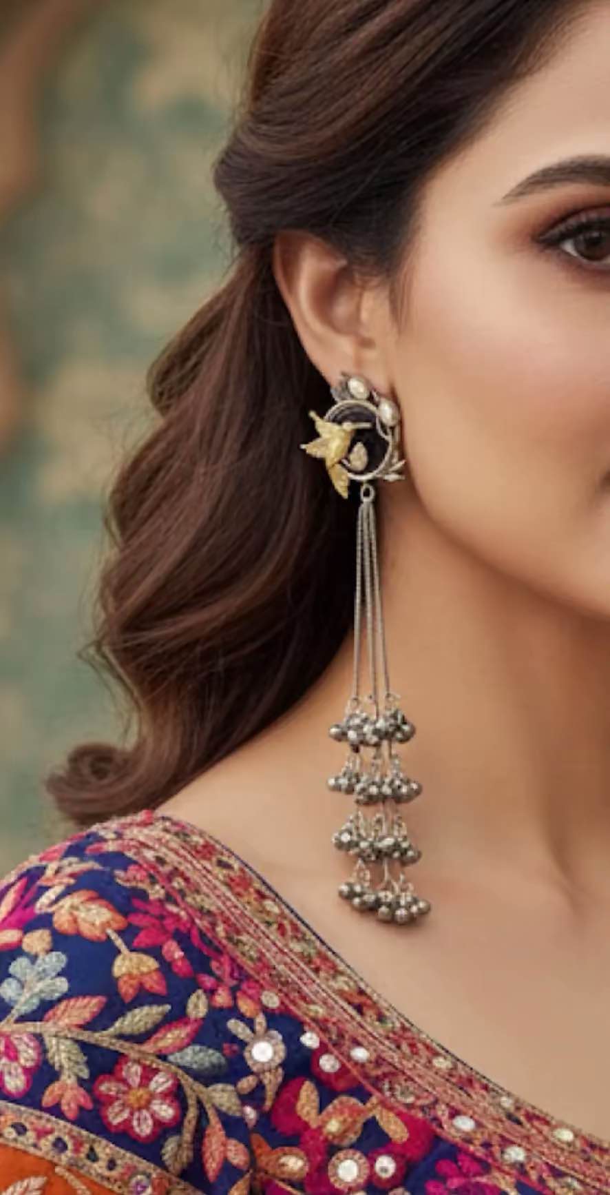 Jewels of Nepal Oxidized Kashmiri Trendy Long Ethnic Earrings