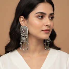 Jewels of Nepal Oxidized Kashmiri Heavy Statement Earrings